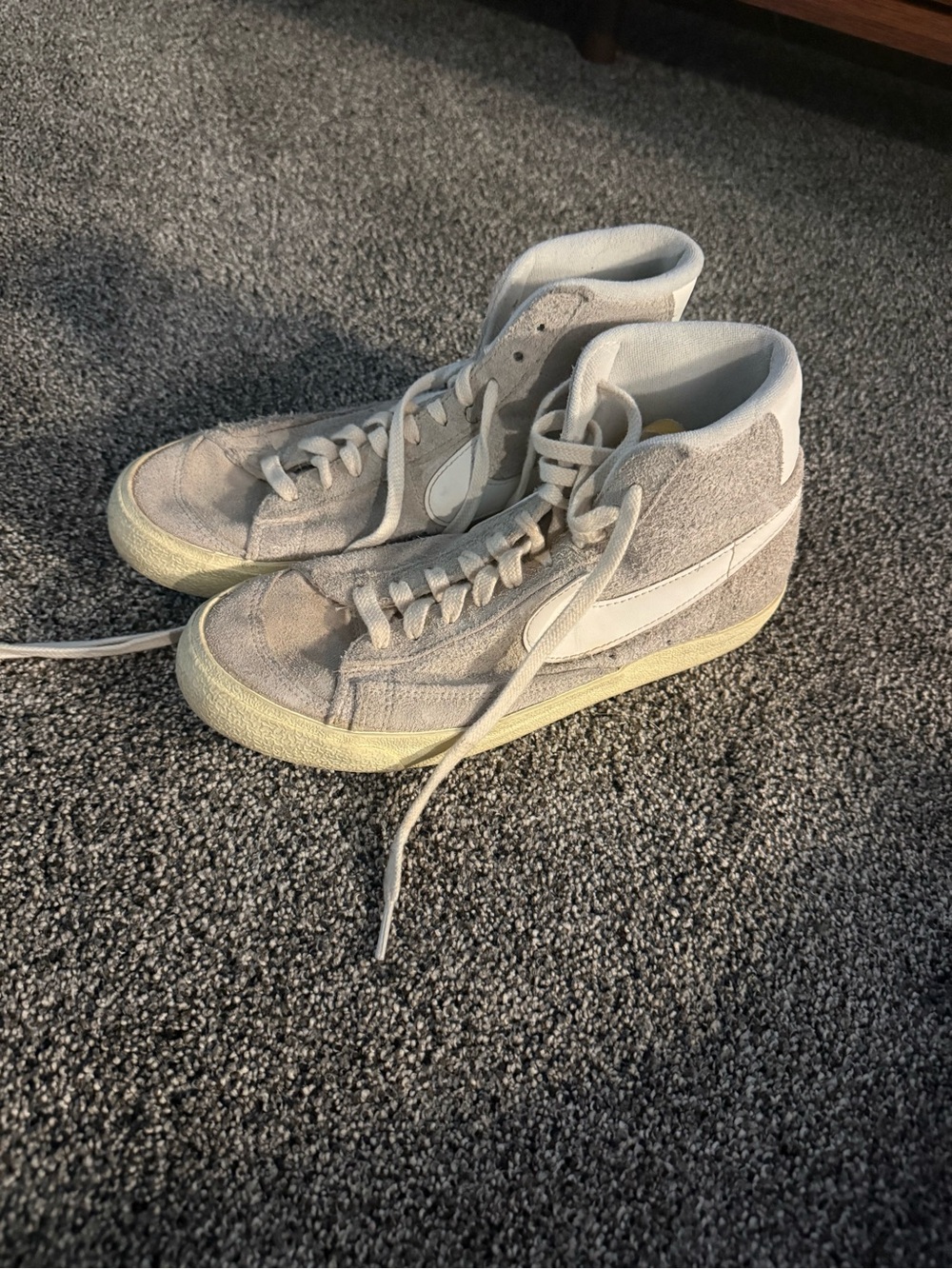 Nike Blazer Mid Suede Sneakers in Light Gray and Cream Sole